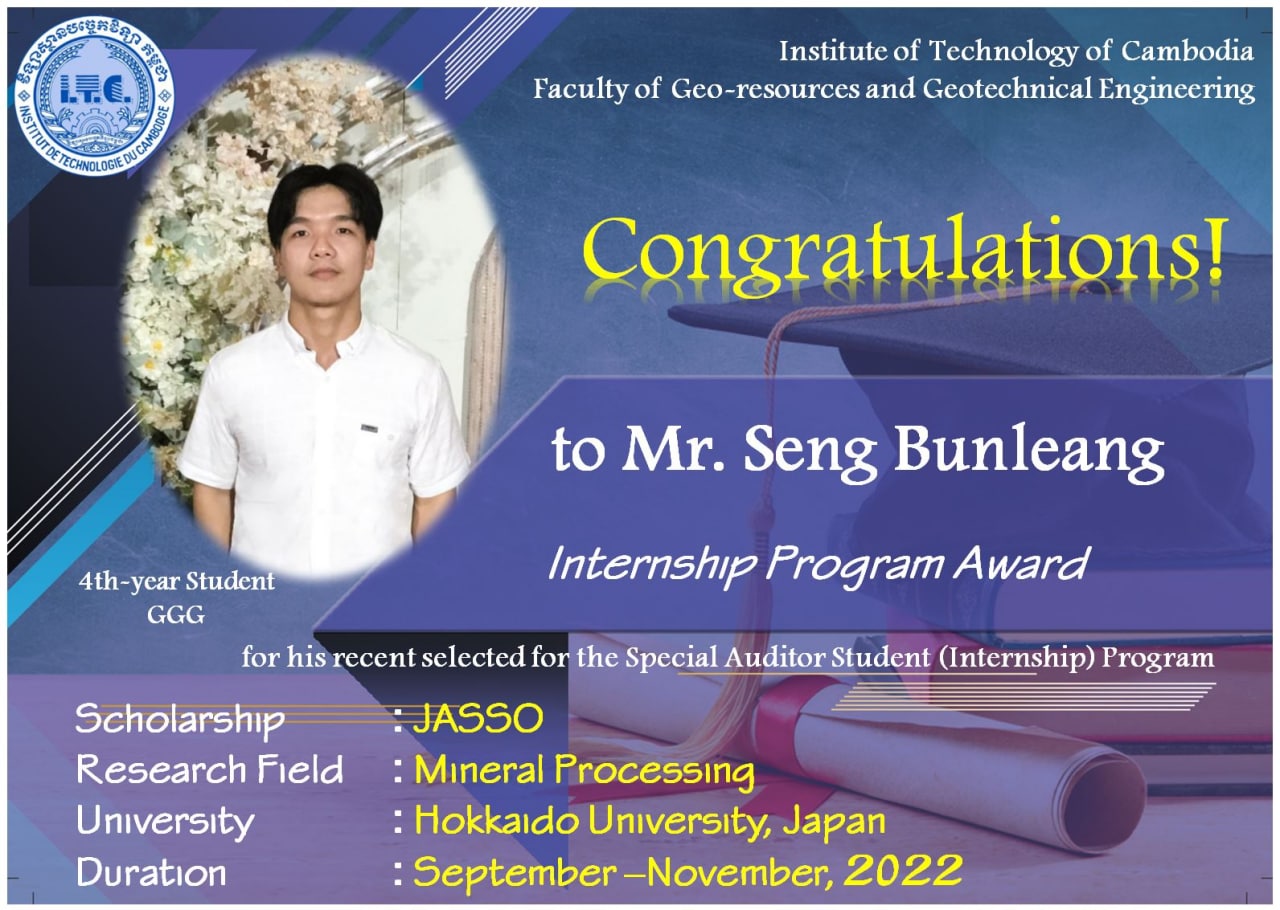Mr. Seng Bunleang Intership to Hokkaido University Japan